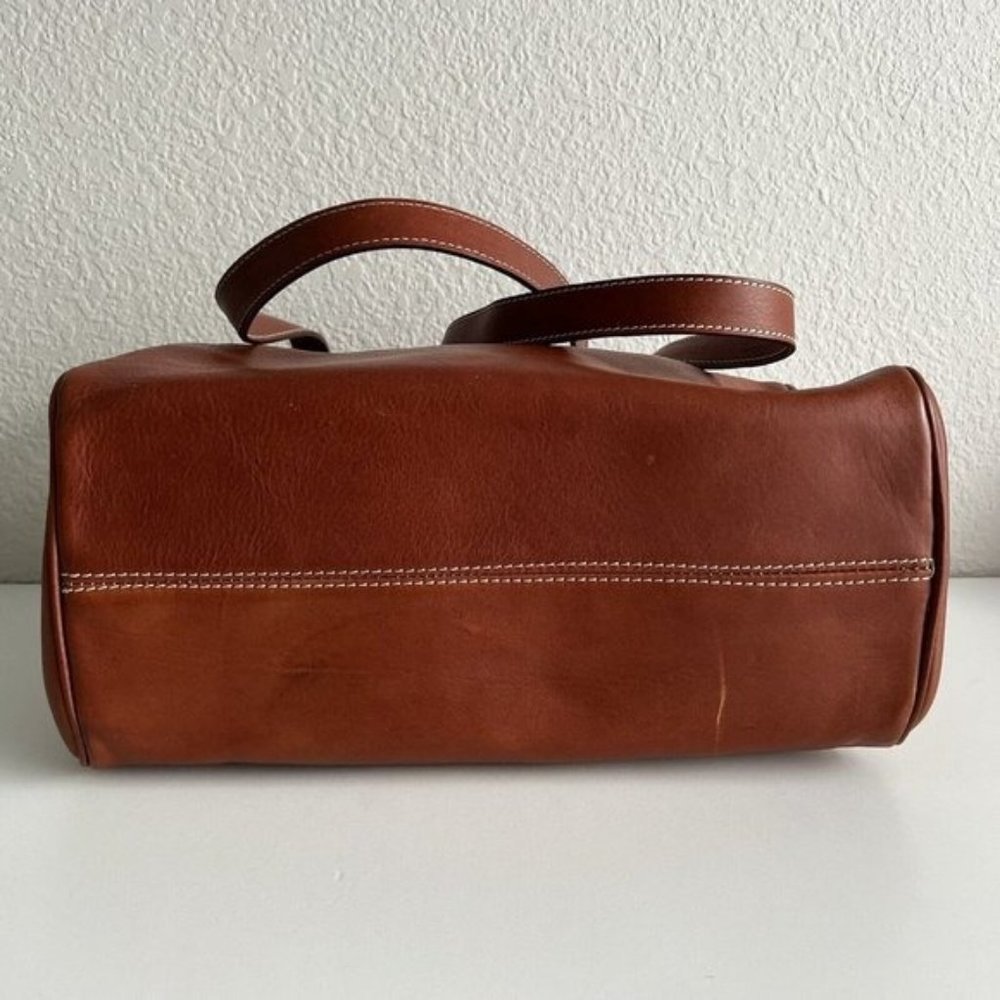 Vintage i Borsai Iborsai Chestnut Brown Leather Shoulder Bag Italy Long Straps - Picture 12 of 12